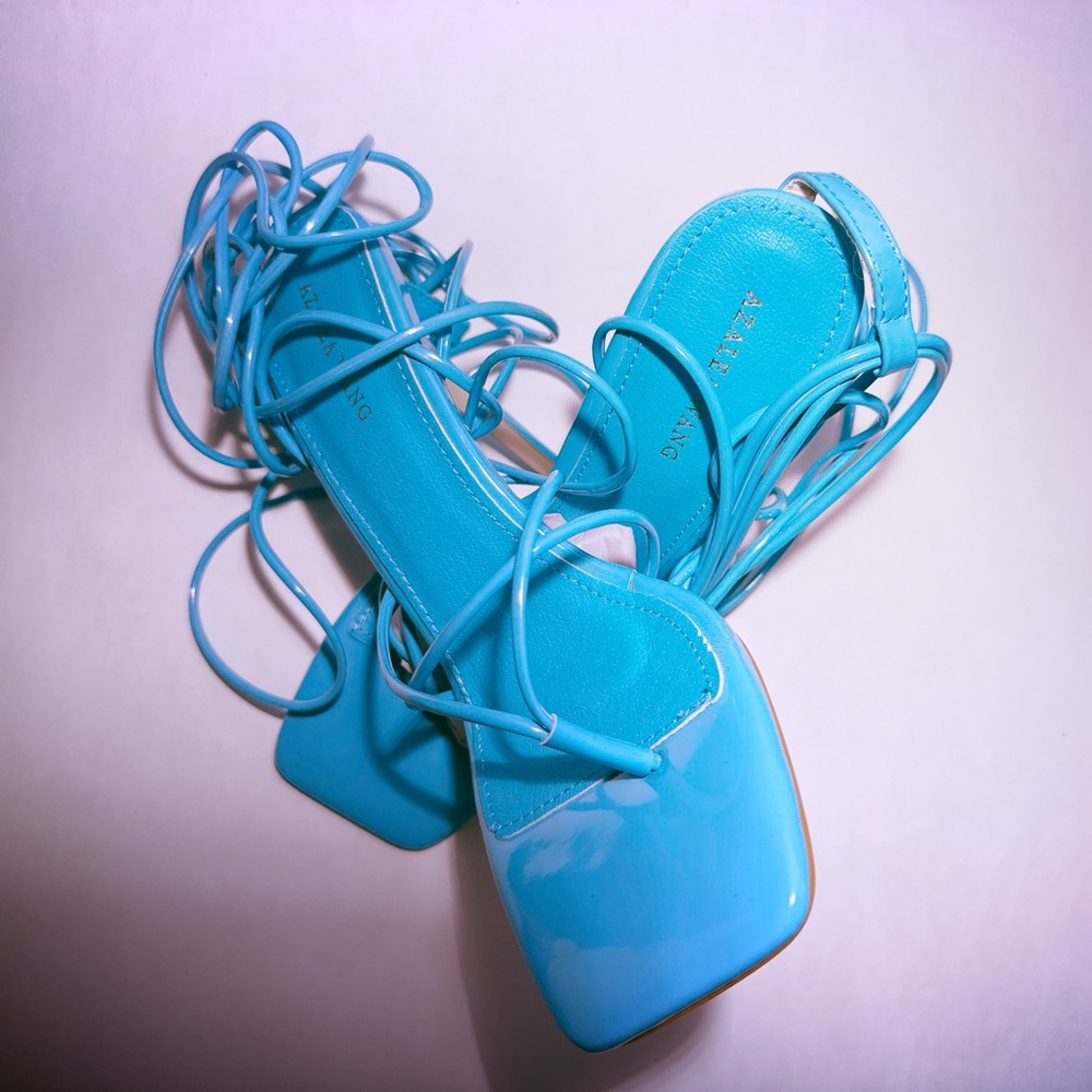 Azalea Wang Blue Lace-Up Heels